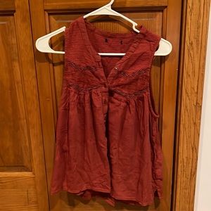 Red button down tank top